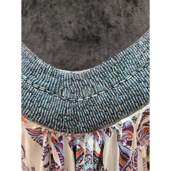 One World Women's Multicolor Polyester V-Neck Short Sleeve Casual Top Blouse L - Picture 6 of 11